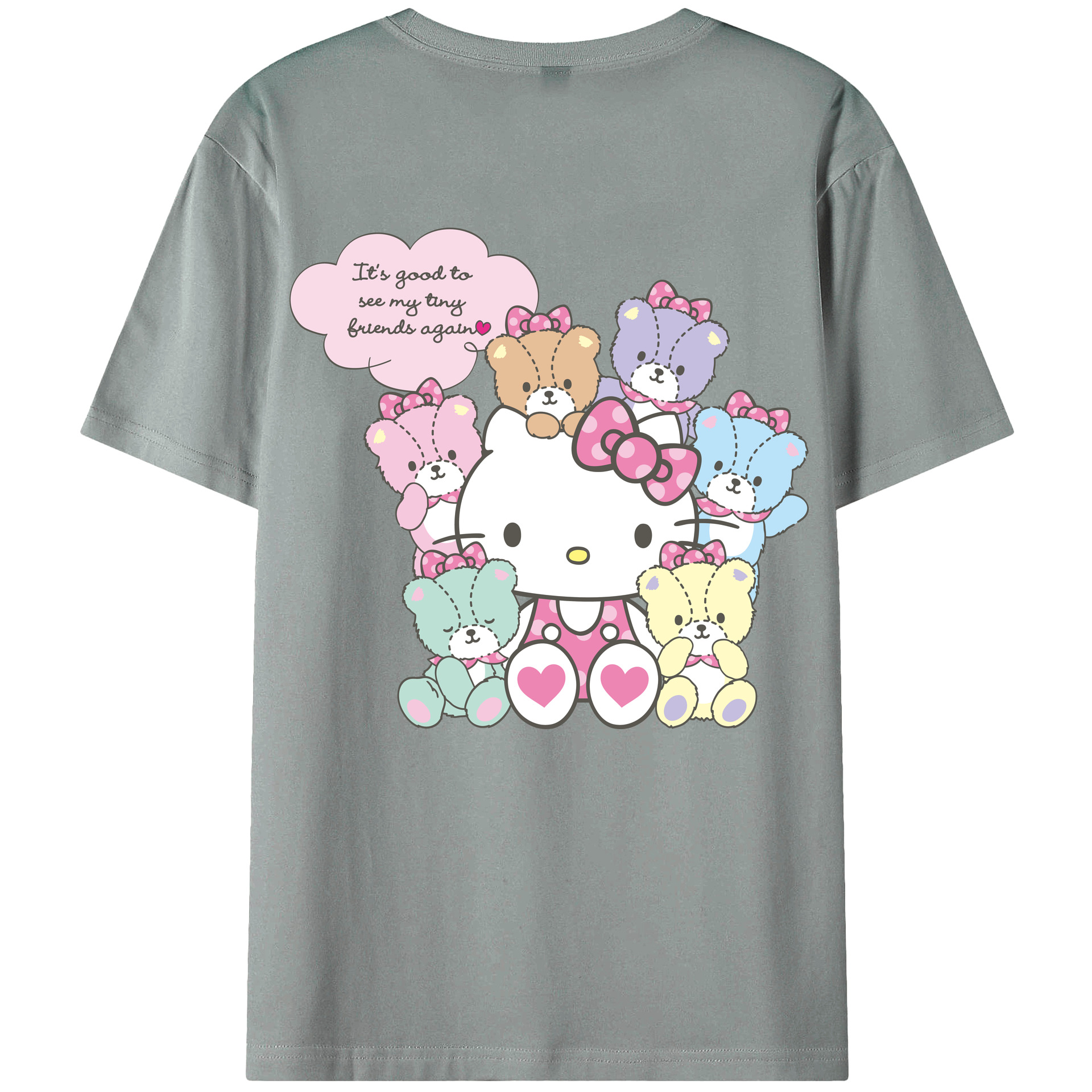 （画像用） Hello Kitty ハローキティ 綿100％ メンズ半袖Tシャツ（バックプリント） 通気性